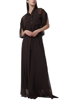 LEEM High Waist Wide Leg Trousers, Brown - view 2, Brown