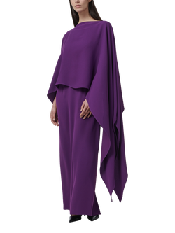 LEEM Asymmetric Cape Maxi Dress, Purple, Purple