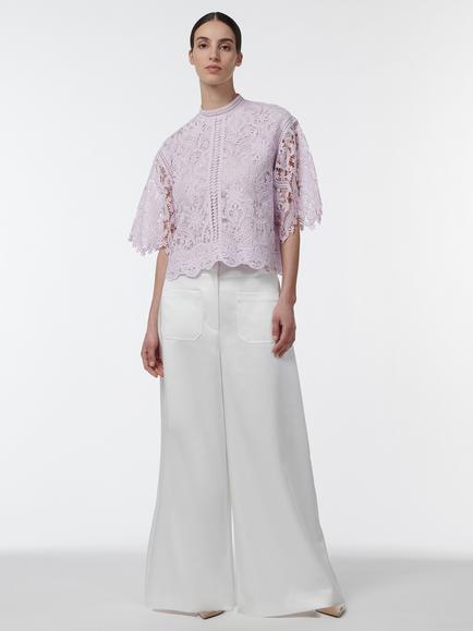 LEEM Lace Short Sleeve Top, Pink - view 2, Pink