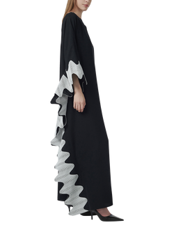 LEEM Najdi Monochrome Woven Trim Maxi Kaftan, Black - view 2, Black
