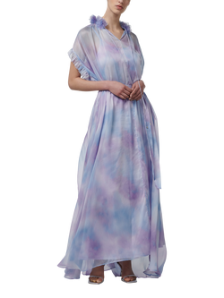 LEEM Blurred Floral Print Short Sleeve Maxi Dress, Multi, Multi