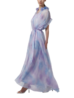 LEEM Blurred Floral Print Short Sleeve Maxi Dress, Multi - view 2, Multi