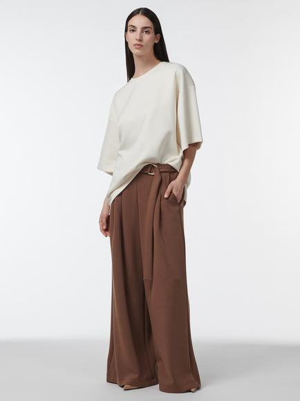 LEEM Wide Leg Belted Trousers, Brown - view 2, Brown