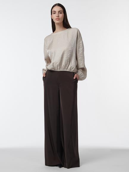 LEEM Balloon Sleeve Elastic Hem Top, Beige - view 2, Beige