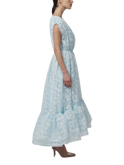 LEEM Sleeveless V-Neck Tiered Floral Devore Maxi Dress, Blue - view 2, Blue