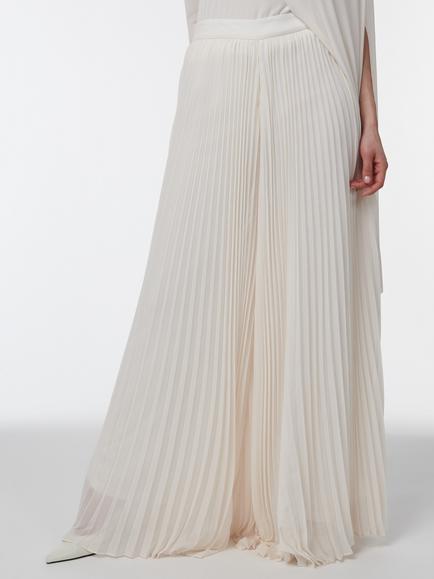 LEEM Wide Leg Pleated Trousers, White, White