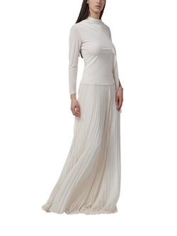 LEEM Wide Leg Pleated Trousers, White - view 2, White
