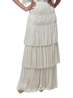 LEEM A-Line Tiered Maxi Skirt, White, White