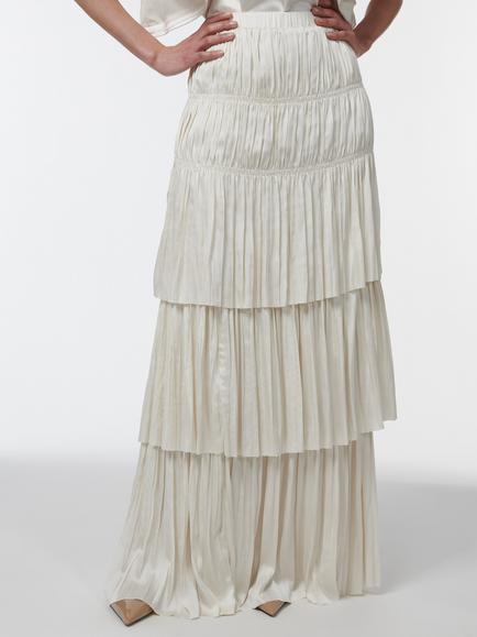 LEEM A-Line Tiered Maxi Skirt, White, White