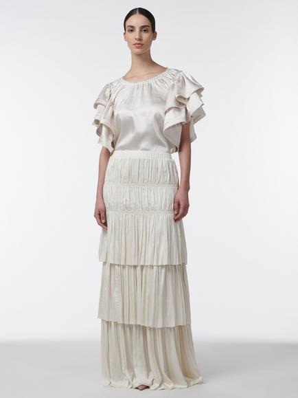 LEEM A-Line Tiered Maxi Skirt, White - view 2, White