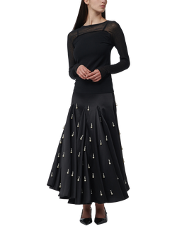 LEEM Opaque Sheer Knit Top, Black - view 2, Black