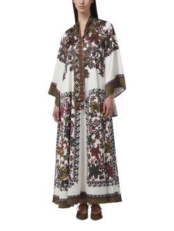 LEEM Floral Print Bell Sleeve Neck Tie Maxi Dress, Multi, Multi
