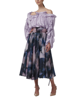 LEEM Abstract Print Pleated Circular Skirt, Multi - view 2, Multi