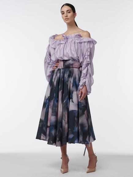 LEEM Abstract Print Pleated Circular Skirt, Multi - view 2, Multi