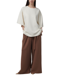 LEEM Loose Fit French Sleeve Top, White - view 2, White