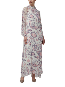 LEEM Shirred Neck Paisley Print Maxi Dress, Multi - view 2, Multi