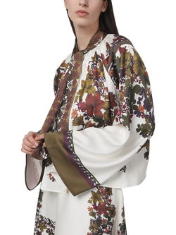 LEEM Neck Tie Floral Print Flute Sleeve Blouse, Multi, Multi