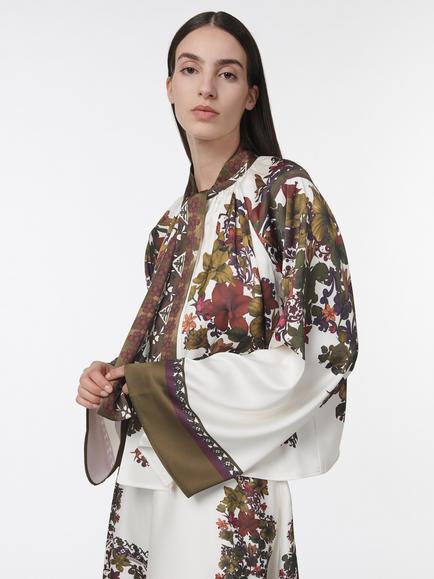 LEEM Neck Tie Floral Print Flute Sleeve Blouse, Multi, Multi