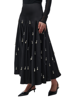 LEEM Pearl Embellished Maxi Skirt, Black, Black