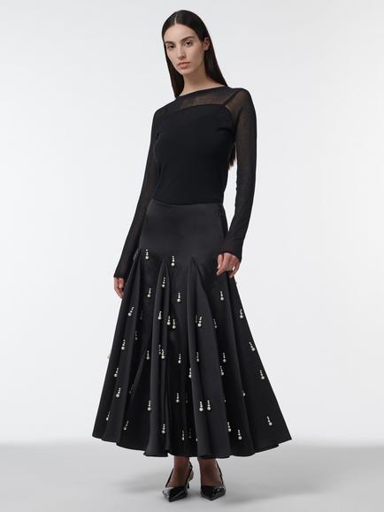 LEEM Pearl Embellished Maxi Skirt, Black - view 2, Black