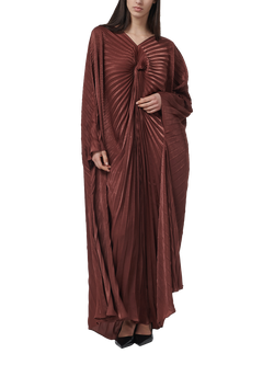 LEEM Knot Detail Plisse Maxi Kaftan, Brown, Brown