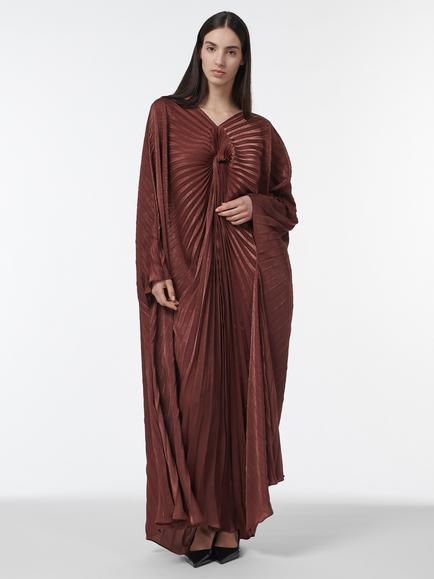 LEEM Knot Detail Plisse Maxi Kaftan, Brown, Brown