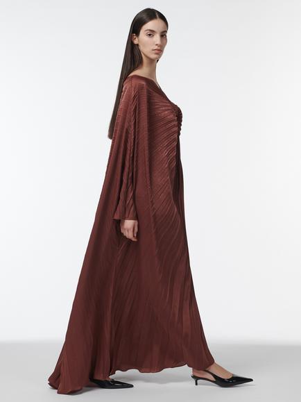 LEEM Knot Detail Plisse Maxi Kaftan, Brown - view 2, Brown