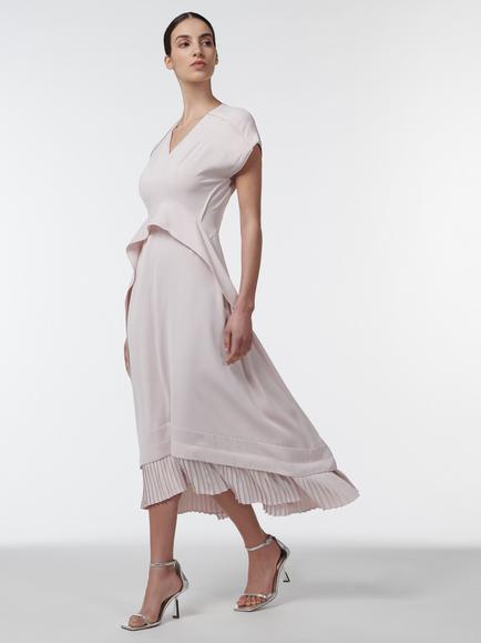 LEEM Curved Frill Panel Short Sleeve Midi Dress, Pink - view 2, Pink
