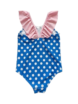 Slipfree Kids' Dotty Polka Frill Swimsuit, Multi - view 2, Multi
