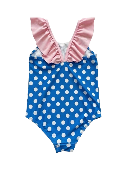 Slipfree Kids' Dotty Polka Frill Swimsuit, Multi - view 2, Multi