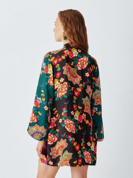 John Lewis x RIXO Delphina Floral Print Mini Dress, Black/Multi - view 2, Black/Multi