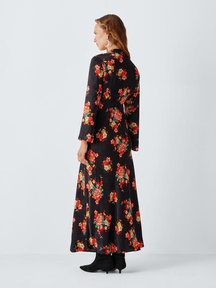 John Lewis x RIXO Dona Floral Print Maxi Dress, Black/Multi - view 2, Black/Multi