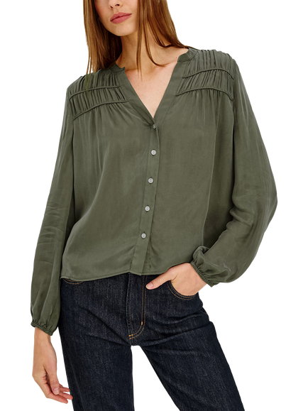 Rails Cadence Shirred Yoke Blouse, Green, Green