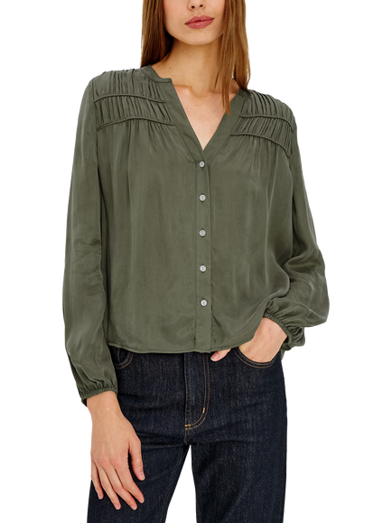 Rails Cadence Shirred Yoke Blouse, Green - view 2, Green