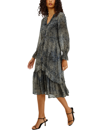 Rails Theresa Ruffle Tie V-Neck Midi Dress, Green, Green