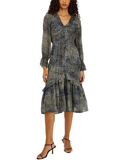 Rails Theresa Ruffle Tie V-Neck Midi Dress, Green - view 2, Green