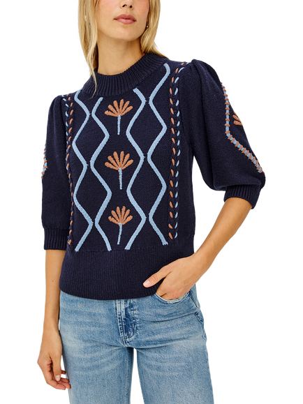 Rails Addy Short Sleeve Knit Jumper, Blue/Orange - view 2, Blue/Orange