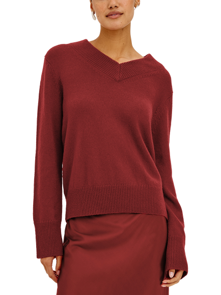 Rails Lidya V-Neck Jumper, Red, Red
