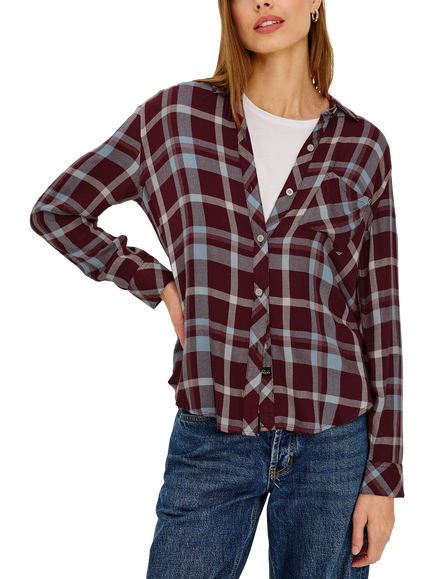 Rails Hunter Check Shirt, Burgundy/Grey/Blue - view 2, Burgundy/Grey/Blue