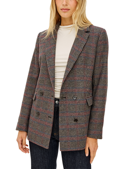 Rails Jac Double Breasted Check Blazer, Brown/Multi, Brown Multi