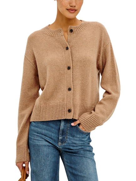 Rails Carre Cotton Blend Knit Cardigan, Brown, Brown