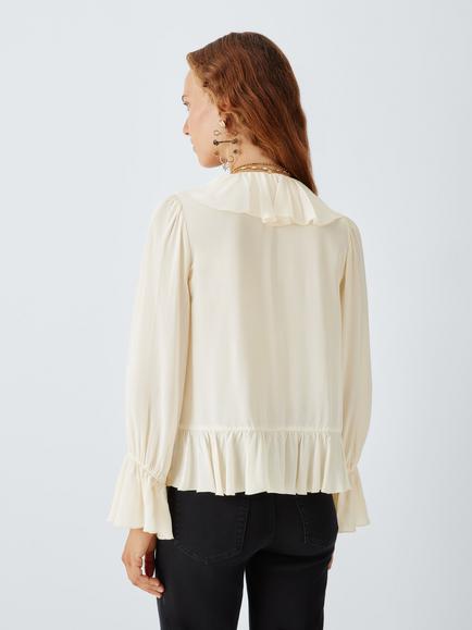 John Lewis x RIXO Tracye Ruffle Detail Blouse, Ivory - view 2, Ivory