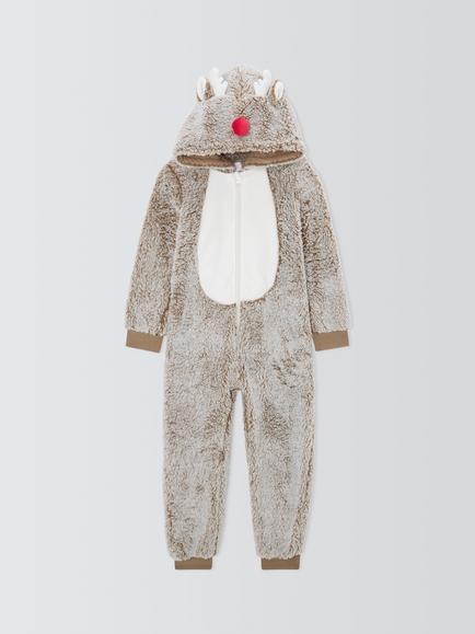 John Lewis Kids' Reindeer Onesie, Natural, Natural