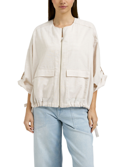 Smith & Soul Blouson Sleeve Zip Through Jacket, Beige, Beige