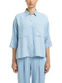 Smith & Soul Embroidered Denim Blouse, Denim Blue, Denim Blue