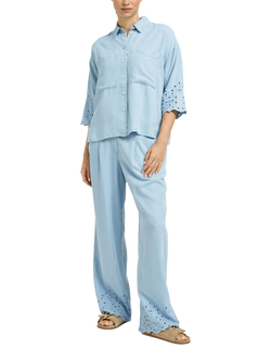 Smith & Soul Embroidered Denim Blouse, Denim Blue - view 2, Denim Blue