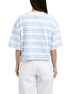 Smith & Soul Boxy Cropped Striped T-Shirt, White Multi - view 2, White Multi