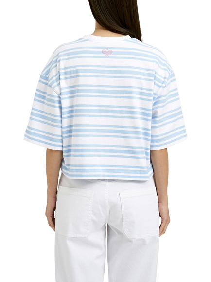 Smith & Soul Boxy Cropped Striped T-Shirt, White Multi - view 2, White Multi