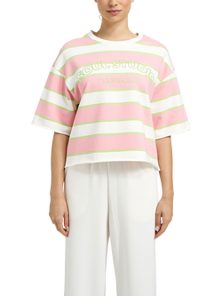 Smith & Soul Boxy Cropped College Sweatshirt, Pink Multi, Pink Multi