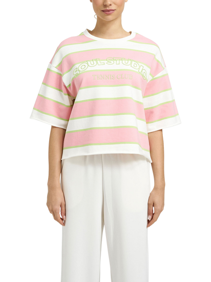 Smith & Soul Boxy Cropped College Sweatshirt, Pink Multi, Pink Multi